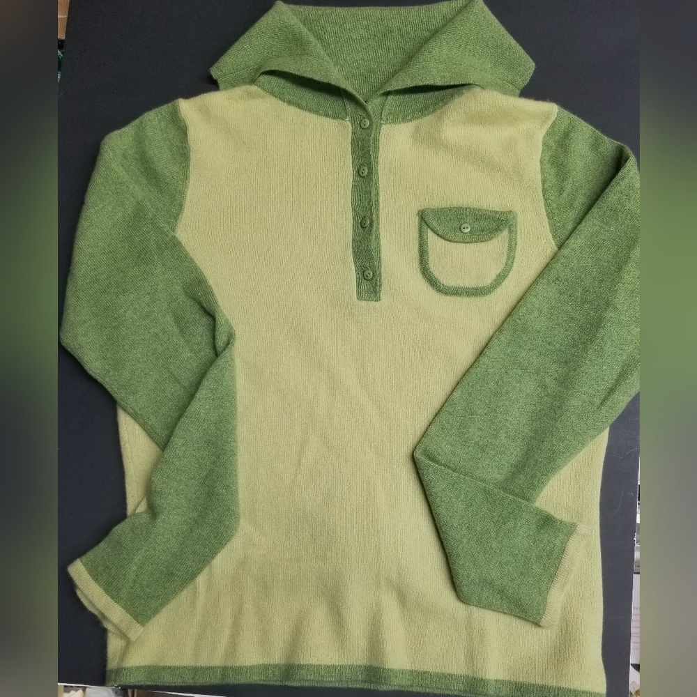 Citrus Yellow Green & Lime Green 100% Cashmere Lauren Henson Sweater
